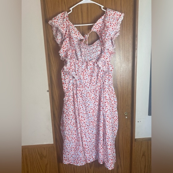 Old Navy Floral Waist-Defined Flutter Sleeve Tie-Back Mini Dress Women’s 3X - Picture 7 of 10